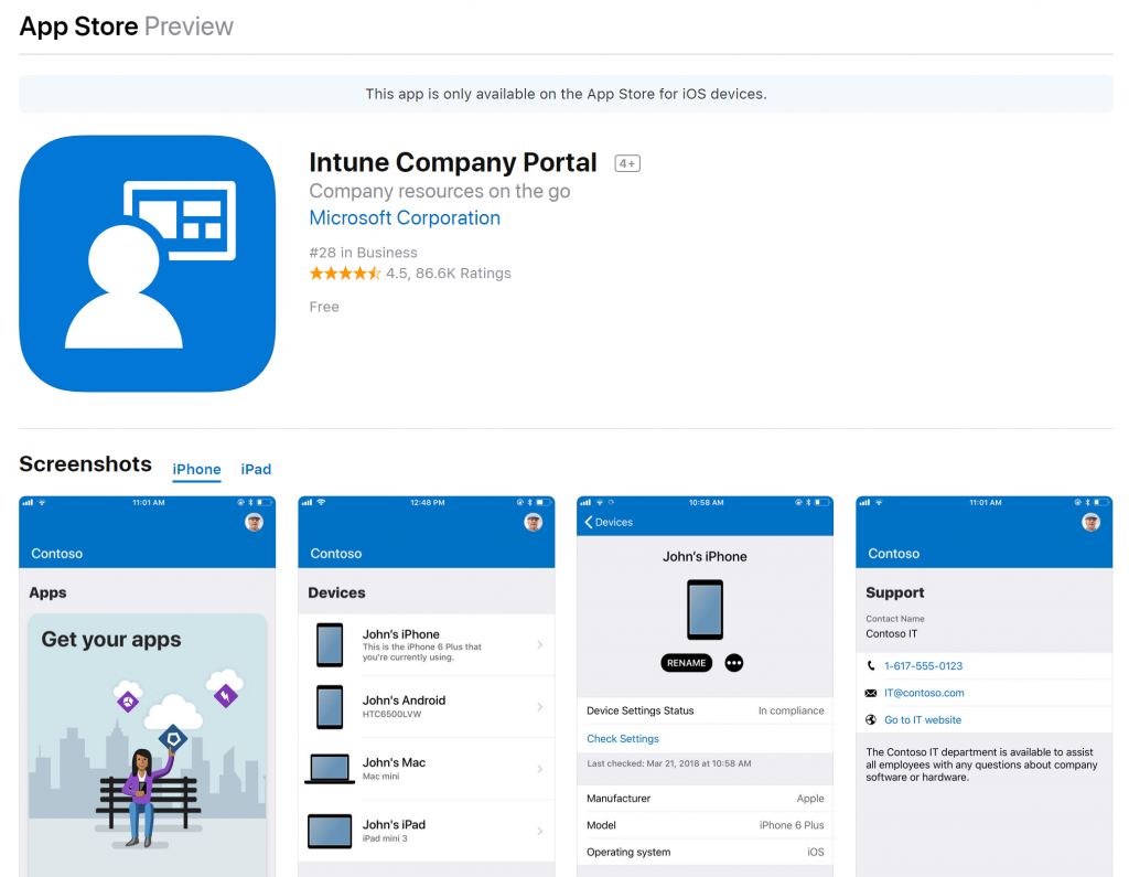 microsoft intune company portal app for windows 10